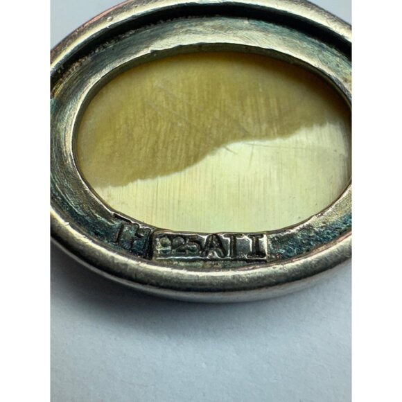 Estate Sterling Silver 925 Mother of Pearl Oval Pendant 3.6g No Chain Vintage - Picture 5 of 8